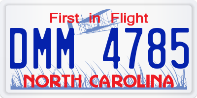 NC license plate DMM4785