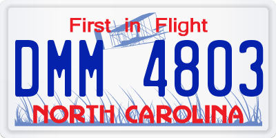 NC license plate DMM4803