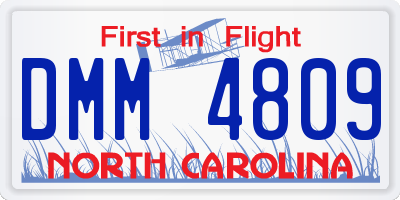 NC license plate DMM4809