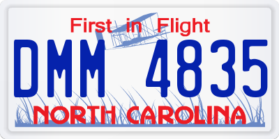 NC license plate DMM4835