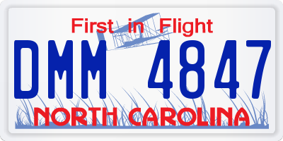 NC license plate DMM4847
