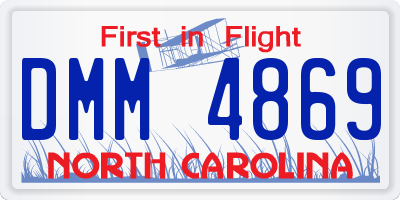 NC license plate DMM4869