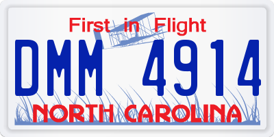 NC license plate DMM4914