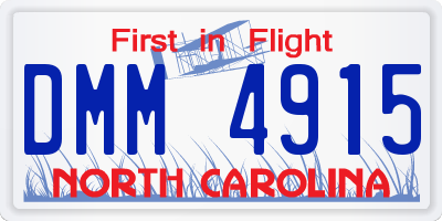 NC license plate DMM4915