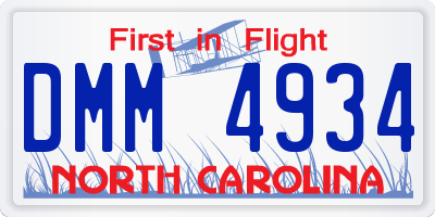 NC license plate DMM4934