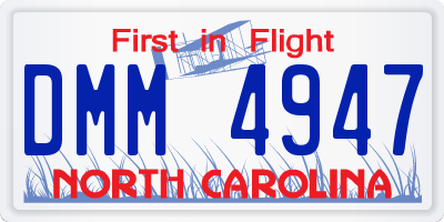 NC license plate DMM4947