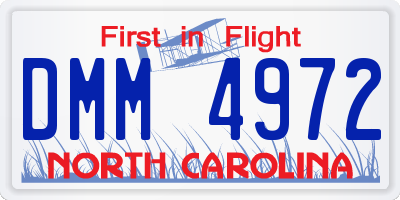 NC license plate DMM4972