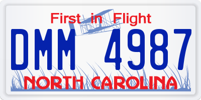 NC license plate DMM4987