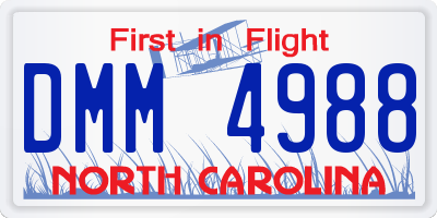 NC license plate DMM4988