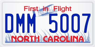 NC license plate DMM5007