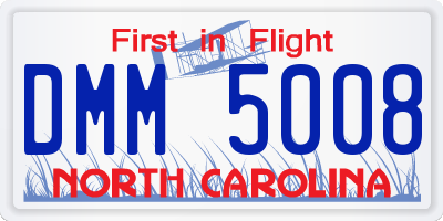 NC license plate DMM5008