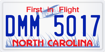 NC license plate DMM5017