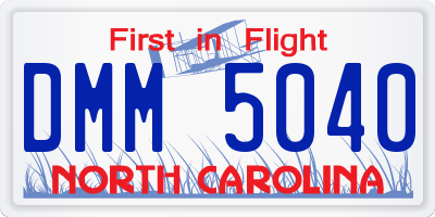 NC license plate DMM5040