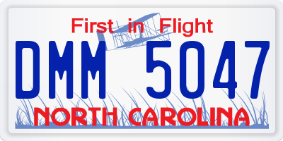 NC license plate DMM5047