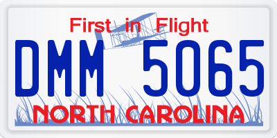 NC license plate DMM5065