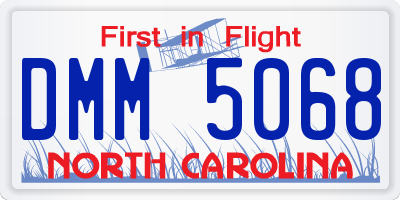 NC license plate DMM5068