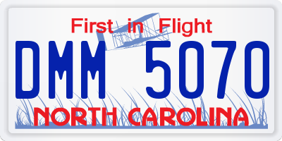 NC license plate DMM5070