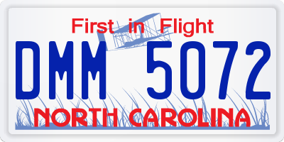 NC license plate DMM5072