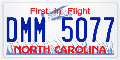 NC license plate DMM5077