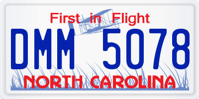 NC license plate DMM5078