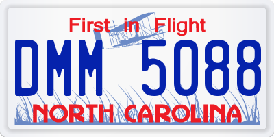 NC license plate DMM5088