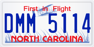 NC license plate DMM5114