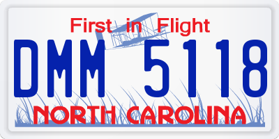 NC license plate DMM5118