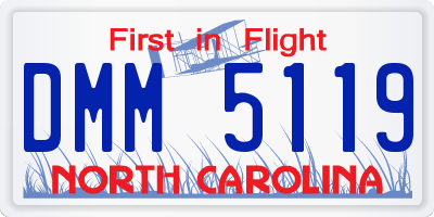 NC license plate DMM5119
