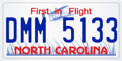 NC license plate DMM5133