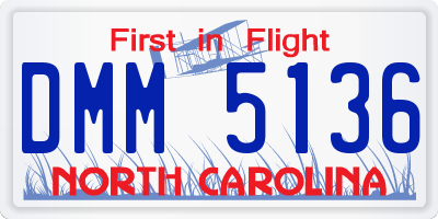 NC license plate DMM5136