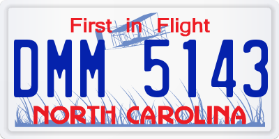 NC license plate DMM5143