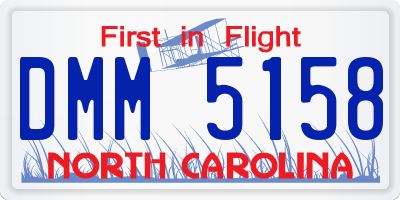NC license plate DMM5158