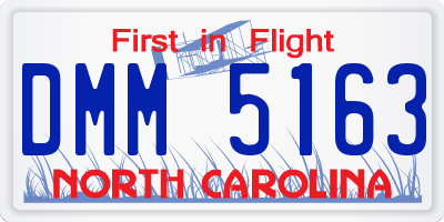NC license plate DMM5163