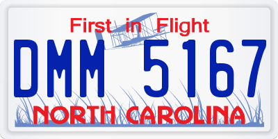 NC license plate DMM5167