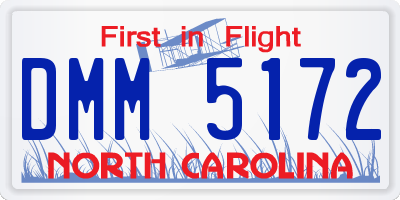 NC license plate DMM5172