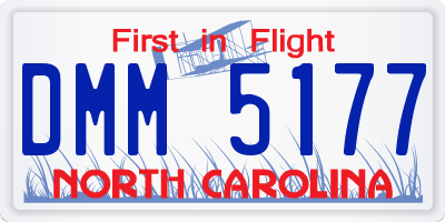 NC license plate DMM5177