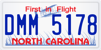 NC license plate DMM5178