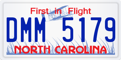 NC license plate DMM5179