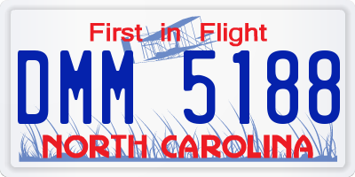 NC license plate DMM5188