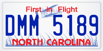 NC license plate DMM5189