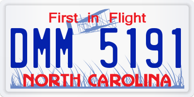 NC license plate DMM5191