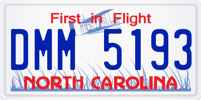 NC license plate DMM5193