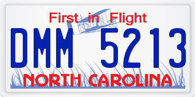 NC license plate DMM5213