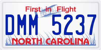 NC license plate DMM5237