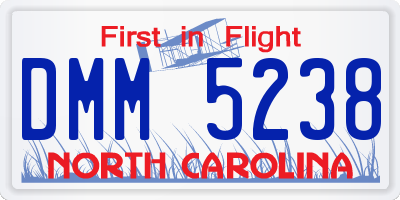 NC license plate DMM5238