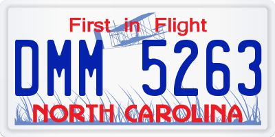 NC license plate DMM5263