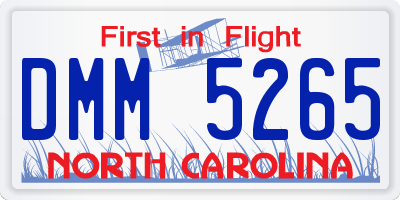 NC license plate DMM5265