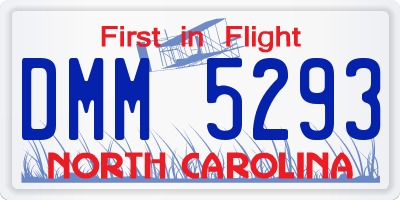 NC license plate DMM5293