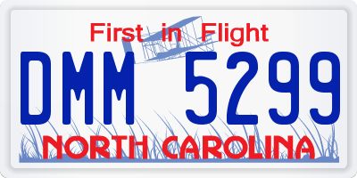 NC license plate DMM5299