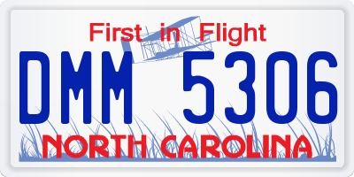 NC license plate DMM5306